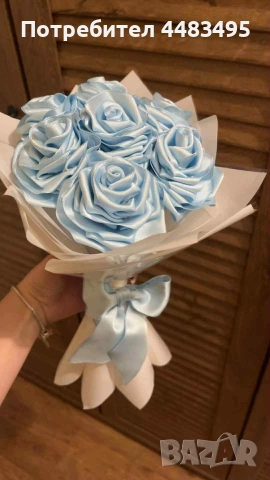Букет от сатенени рози , снимка 3 - Изкуствени цветя - 53263080