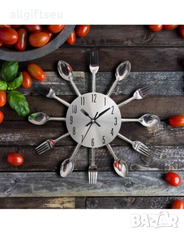 Кухненски часовник за стена с дизайн от вилици и лъжици, снимка 4 - Стенни часовници - 43641581
