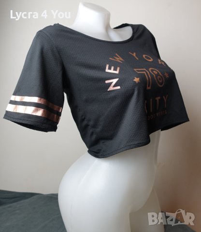 L/XL къса блузка/кроп топ с надпис NY City, снимка 3 - Корсети, бюстиета, топове - 43266825