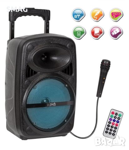 Преносима Bluetooth Тонколона високоговорител 20 W с колелца и функция за караоке черен, снимка 2 - Тонколони - 43425019
