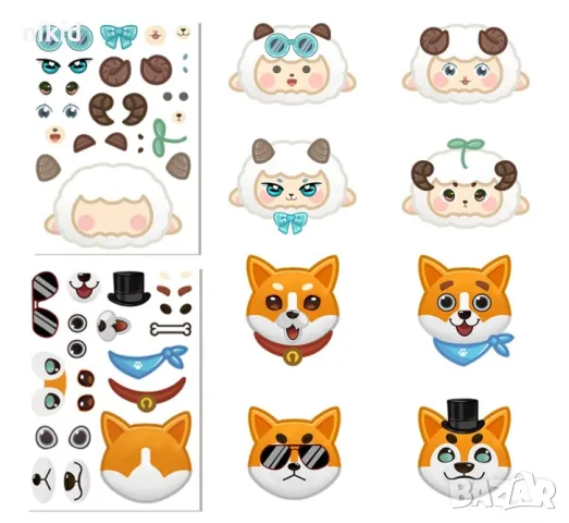 16 листа занимателна игра лепенки пъзел лица лице самозалепващи стикери, снимка 5 - Образователни игри - 49146451