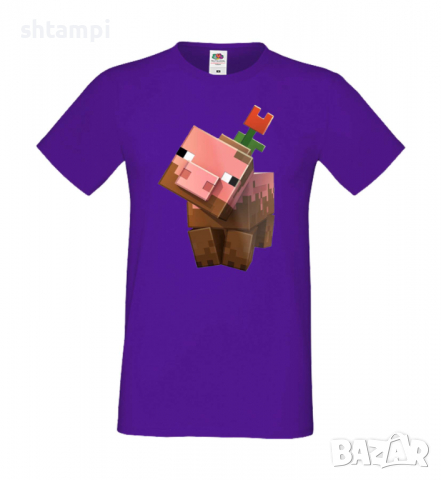 Мъжка тениска Flower Pig,Minecraft,Игра,Забавление,подарък,Изненада,Рожден Ден., снимка 14 - Тениски - 36494891