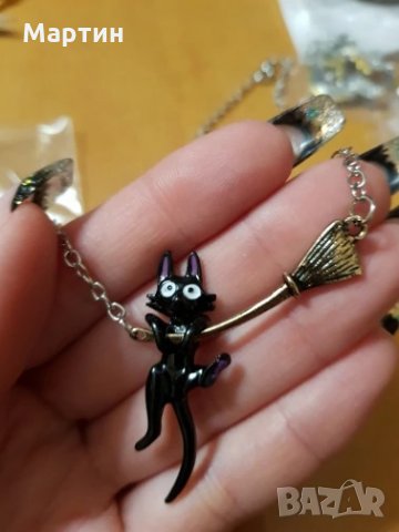 Колие японска черна котка с метла - чисто ново, снимка 8 - Колиета, медальони, синджири - 28070073