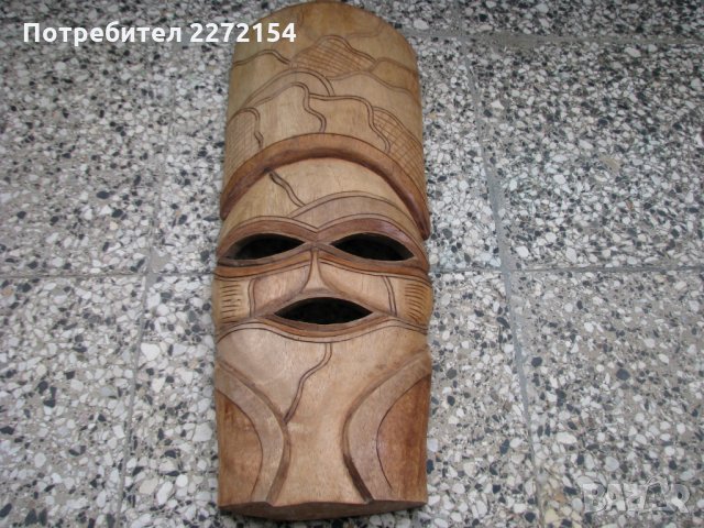 Голяма дървена маска, снимка 2 - Антикварни и старинни предмети - 29067740