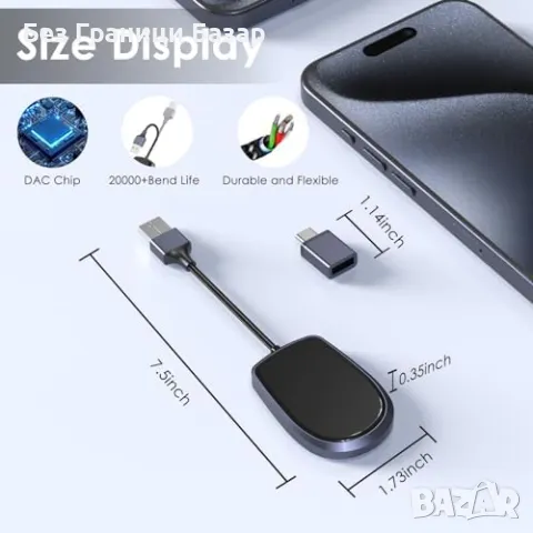 Нов Безжичен CarPlay и Android Auto адаптер – лесна настройка, HD звук, снимка 7 - Друга електроника - 47830933