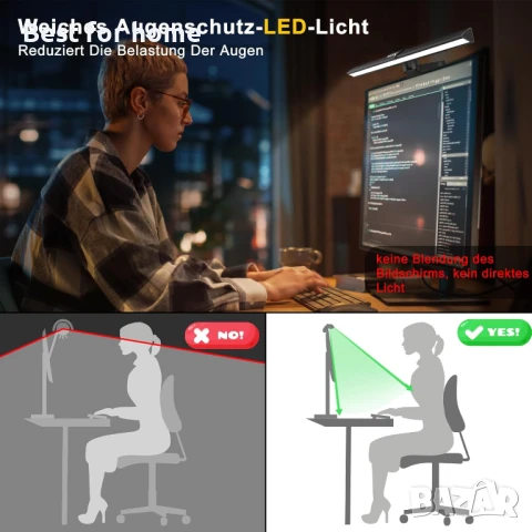 USB LED лампа за монитор, димиране на осветлението, 3 режима на осветление, снимка 3 - Друга електроника - 50783754