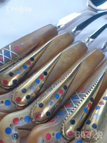 Комплект прибори с дръжки от рог, снимка 10 - Антикварни и старинни предмети - 47670391