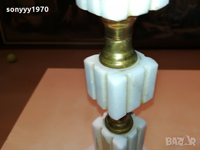 мараморна лампа-мед/месинг 40х11х11см 2206210822, снимка 8 - Антикварни и старинни предмети - 33294245