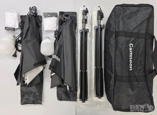 Комплект Студийно Осветление Camnoon: 2x Софтбокс + 2x 105W LED, снимка 12 - Светкавици, студийно осветление - 53392241