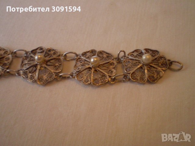 филигранена дамска гривна със перли, снимка 9 - Антикварни и старинни предмети - 40225070