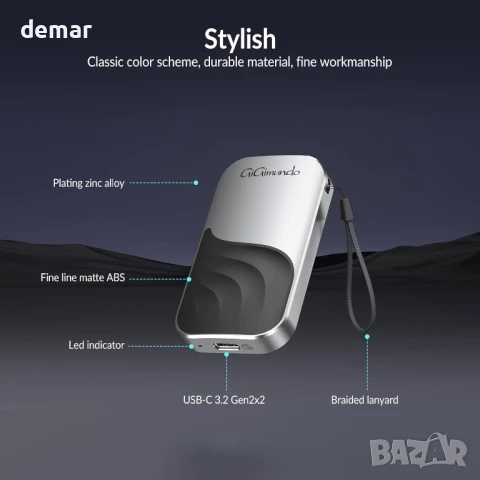 GiGimundo G20 1TB външен SSD, преносим SSD, до 2000MB/s чрез USB-C 3.2 Gen 2x2, снимка 6 - Външни хард дискове - 50469769