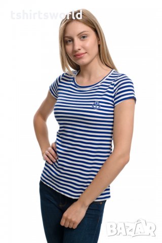 Нова дамска класическа моряшка тениска с трансферен печат Котва, снимка 5 - Тениски - 27952487