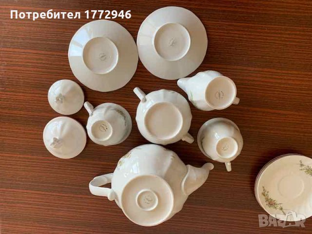 Сервиз за чай с 2 чаши български порцелан Изида, снимка 2 - Антикварни и старинни предмети - 33187102