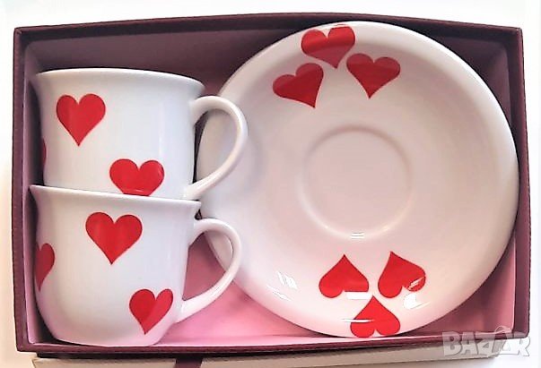 Комплект кафе за двама със сърца, снимка 1 - Романтични подаръци - 35643699