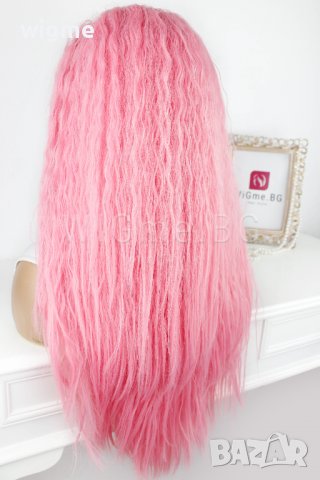 Дълга къдрава розова лейс фронт перука Уенди, снимка 2 - Аксесоари за коса - 38293643