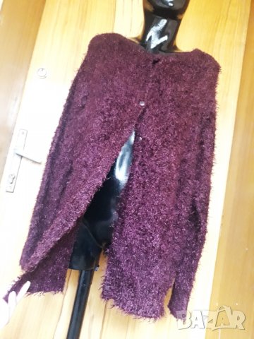 Винено червена рошава жилетка с копченца 2ХЛ, снимка 2 - Жилетки - 35052303