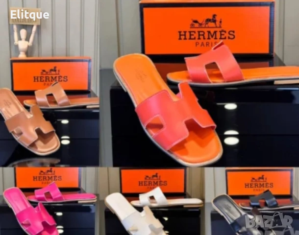 Дамски кожени чехли Hermes , снимка 4 - Чехли - 53587221
