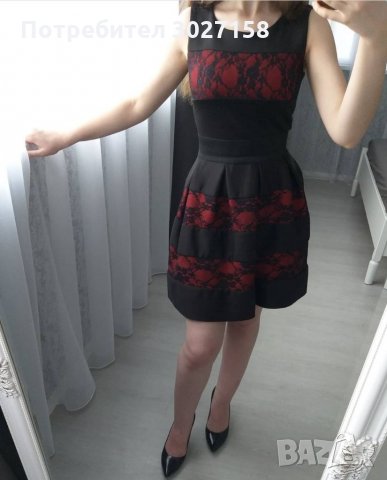 Официална рокля в черно и червено