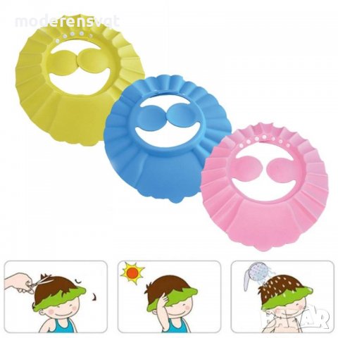 Водоустойчива детска шапка-козирка за баня универсален размер, снимка 3 - За банята - 40136322