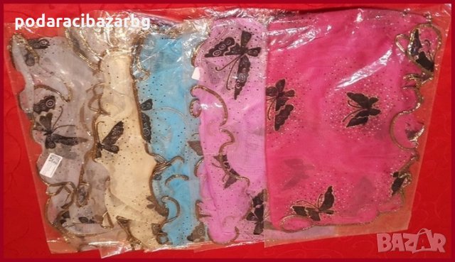 ДАМСКИ ШАЛ С БЛЕСТЯЩИ ПЕПЕРУДИ  , снимка 8 - Шалове - 26266064