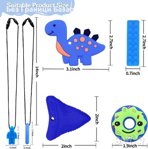 Нови 6 броя Сензорни Огърлици за Деца от 100% Силикон за Стрес и ADHD, снимка 2 - Други - 42528412