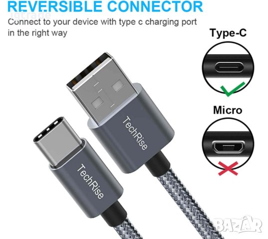 TechRise - USB C към USB A кабел - 1м, снимка 4 - USB кабели - 40383496