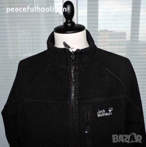 Jack Wolfskin Nanuk -мъжко черно поларено горнище за туризъм и планина с цип размер XL , снимка 2 - Якета - 52430456