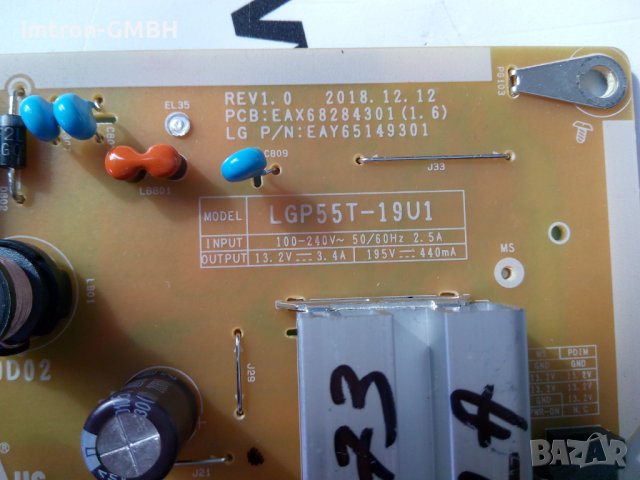 Захранване Power Supply Board LGP 55T-19U1 / EAX68284301(1.6)  55UN73006LA, снимка 2 - Части и Платки - 37592073