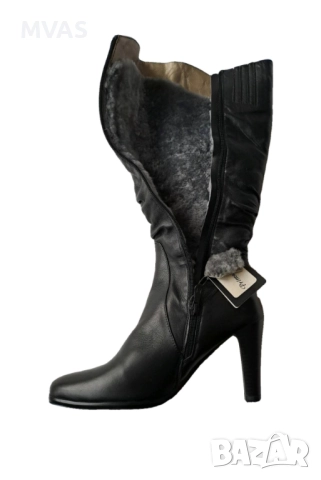 Нови естествена кожа дамски зимни ботуши на ток с естествен пух пълнеж 38 39 размер, снимка 4 - Дамски ботуши - 51879486