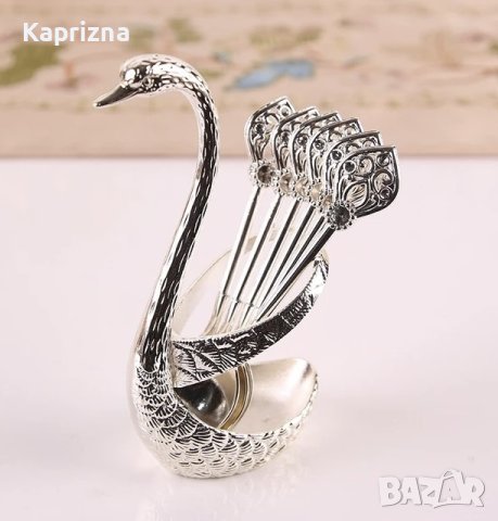 Поставка “Лебед” с 6 лъжички, снимка 2 - Прибори за хранене, готвене и сервиране - 42991701