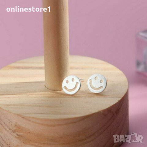 Сребърни Обеци Усмивка - 925 печат сребро BT407, снимка 4 - Обеци - 28148457