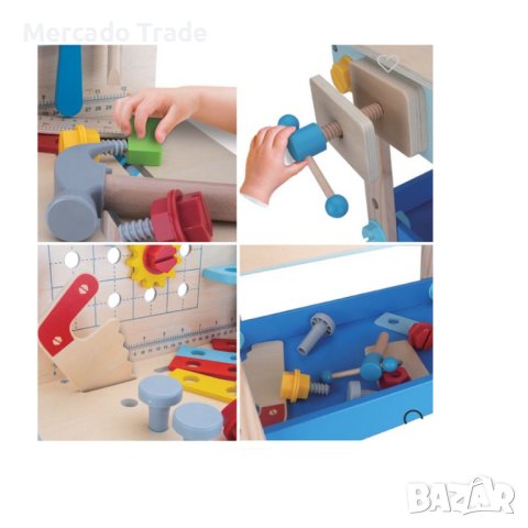 Комплект Mercado Trade, Работилница с инструменти и аксесоари, За деца, Дърво, снимка 3 - Образователни игри - 43289568