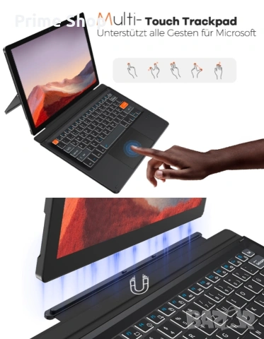 Doohoeek Bluetooth клавиатура за Surface Pro 7+/7/6/5/4/3 с подсветка , снимка 8 - Клавиатури и мишки - 53519753