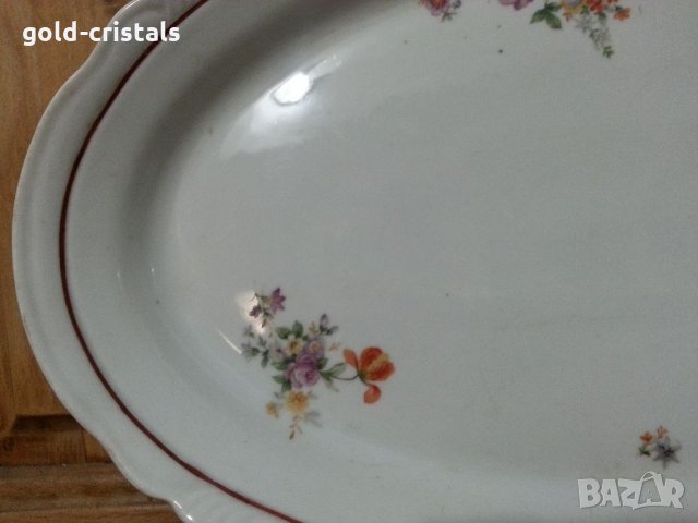 Стар български порцелан плато елипса, снимка 3 - Антикварни и старинни предмети - 35448674