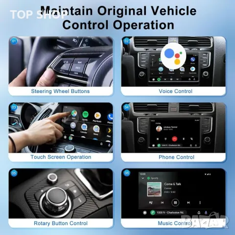 Безжичен Android Auto адаптер, за модели автомобили от 2017-2024 г., 5 Ghz WiFi, снимка 3 - Аксесоари и консумативи - 49500172