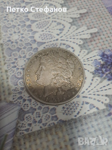 Сребърен долар "Морган" от 1902 г. , снимка 2 - Антикварни и старинни предмети - 53125736