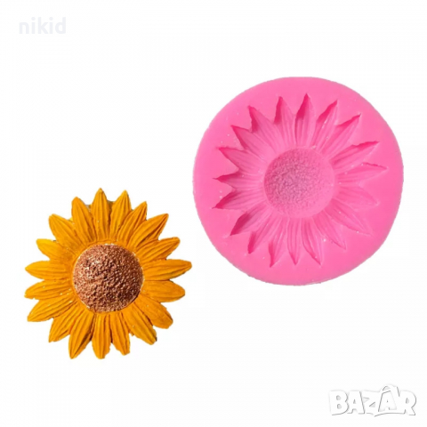 6,5 см Слънчоглед цвете силиконов молд форма фондан украса декор, снимка 3 - Форми - 36524602