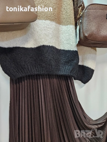 Дълга ефирна пола в цвят кафе, снимка 6 - Поли - 52242638