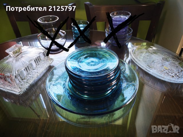 НРБ Домашна посуда - чинии, сервизи, купички. Цветно стъкло, снимка 16 - Сервизи - 43367344