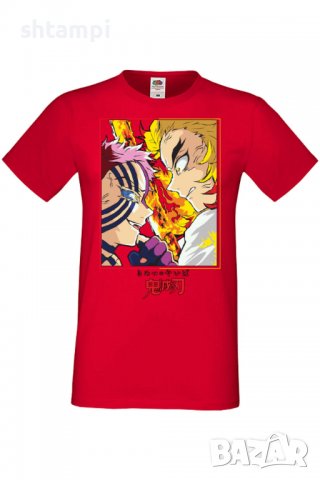 Мъжка тениска Demon Slayer Rengoku VS Akaza,Анимация,игра,Празник,Повод,, снимка 4 - Тениски - 38075749