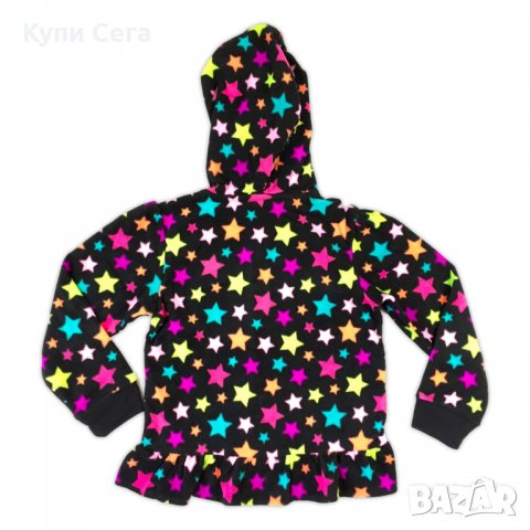 Черен на звезди Суичър Суитшърт Суитчър Горнище с Цип Качулка, снимка 2 - Детски анцузи и суичери - 27710933