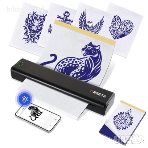 ORGSTA S008 Bluetooth принтер за шаблони за татуировки с 10 листа – безжичен НОВ