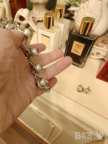 Масивен сребърен лот с перли, снимка 9 - Бижутерийни комплекти - 49132090