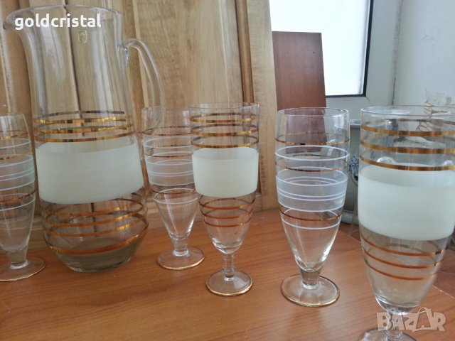 стъклена кана и чаши , снимка 10 - Антикварни и старинни предмети - 33682356