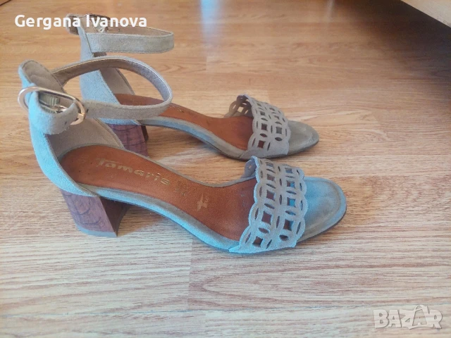 Сандали Tamaris, набук и естествена кожа, снимка 1