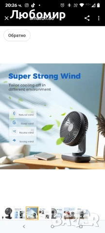 Мощен OCOOPA USB вентилатор - ултра тих, 4 скорости, лесен за почистване, безопасен и издръжлив, снимка 6 - Вентилатори - 50552890