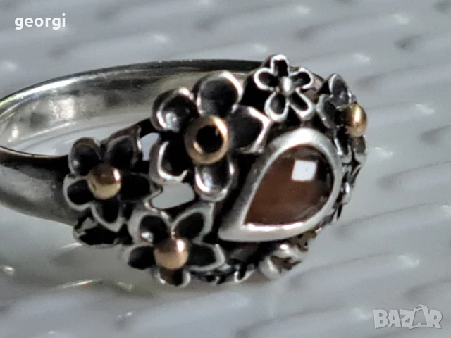 пръстен Пандора с лунен камък и злато , снимка 3 - Пръстени - 51160272