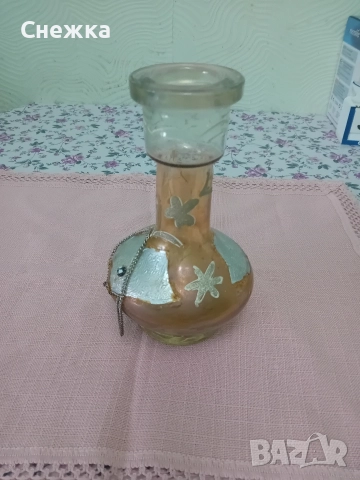 антична стъклена ваза 19 см., снимка 8 - Вази - 52592932