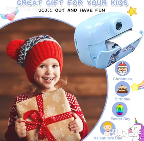 Детска камера с функция за печат Детски фотоапарат с дисплей за моментни снимки, снимка 3 - Други - 50081917