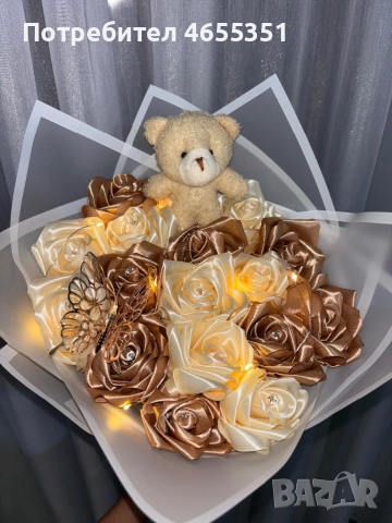 Ръчно изработени вечни сатенени букети-подходящи за всеки повод, снимка 3 - Декорация за дома - 52556888